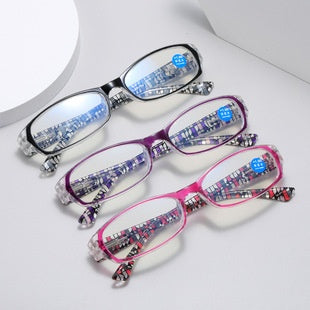 Red and clear retro full-frame reading glasses with blue light blocking lenses and a +2.00 prescription. - Image 16