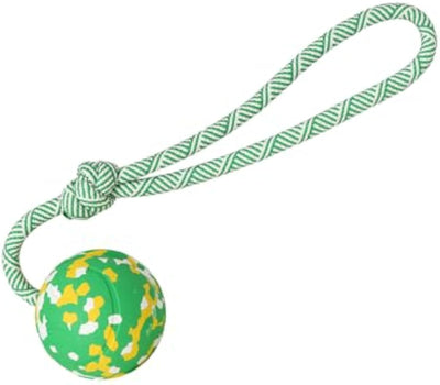 Pelota de Goma con Cuerda para Perros Pequeños y Medianos - Juguete Interactivo de Tracción