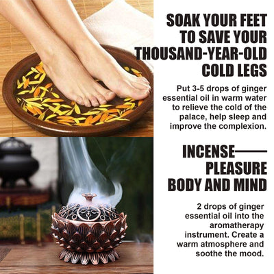 EELHOE Ginger Essential Oil 10ml bottle and box, a plant aroma and vegetable aromatic oil for massage or humidifier. - Image 15