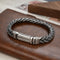 Pulseira Masculina de Prata Esterlina com Padrão de Segurança Trançada de Rabo de Raposa 22cm