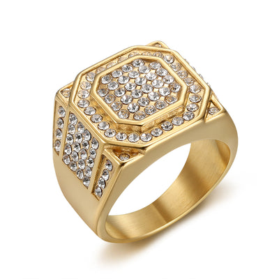 Anillo de Acero Titanio Chapado en Oro con Cristales para Hombre - Image 3