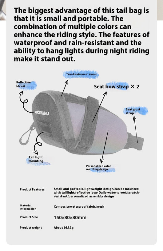 Bolsa Trasera Impermeable para Bicicleta con Luz LED Integrada - Image 10