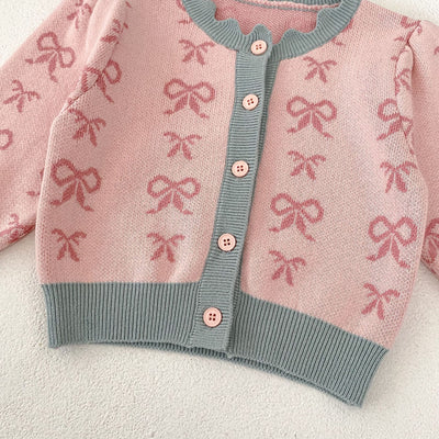 Cardigan Romper de Punto con Cuello Concha y Moño - Manga Larga - Image 12