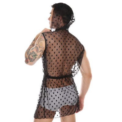 Bata de Dormir Transparente con Encaje para Hombre - Image 4