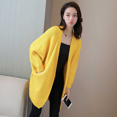 Chamarra Suéter Mujer Largo Medio Estilo Coreano Suelto - Image 11