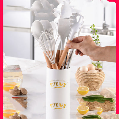 Juego de Utensilios de Cocina con Mango de Madera y Silicona Marmoleada - Image 11