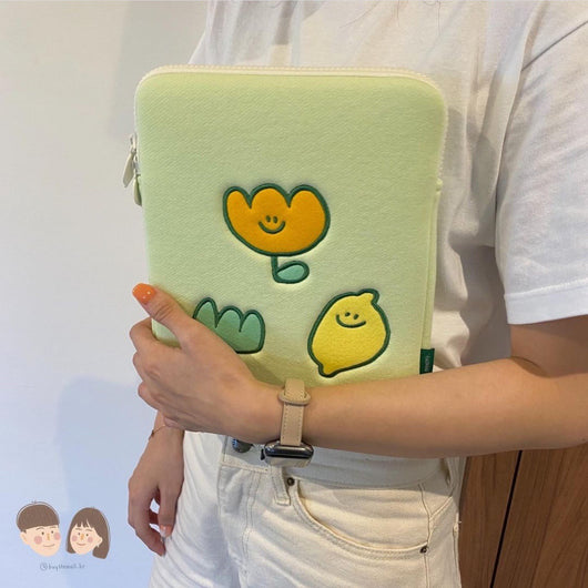 Bolsa para Laptop con Bordado de Flores de Limón - Diseño Exclusivo - Image 3