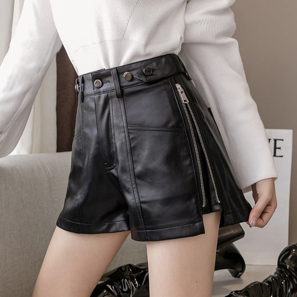 Shorts de Cuero Slim Fit Estilo Coreano Versátil - Image 3