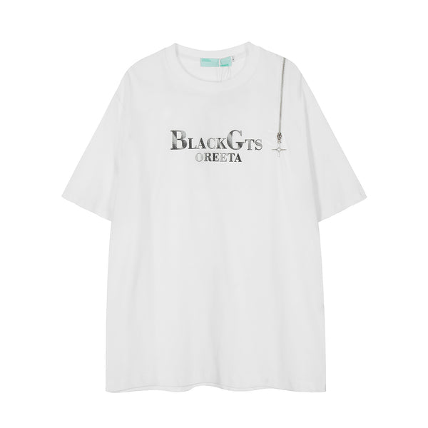 Camiseta Casual para Hombre con Cuello Redondo y Cierre, Estampado de Letras - Image 5