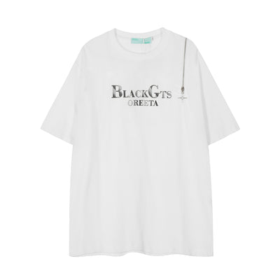 Camiseta Casual para Hombre con Cuello Redondo y Cierre, Estampado de Letras - Image 5