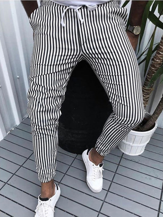 Pantalones Casuales Slim Fit con Estampado de Rayas para Hombre - Verano - Image 14