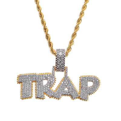 Dije Personalizado TRAP Letra Cobre con Circonita Hip-hop - Image 3