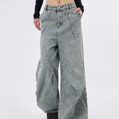 Pantalones Vaqueros Azul Claro Desgastado con Pliegues Laterales - Image 17