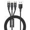 Cable 3 en 1 Carga Rápida - Lightning, Micro USB y USB-C Negro