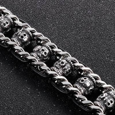 Pulsera de Acero Inoxidable Calavera Retro para Halloween - Image 15