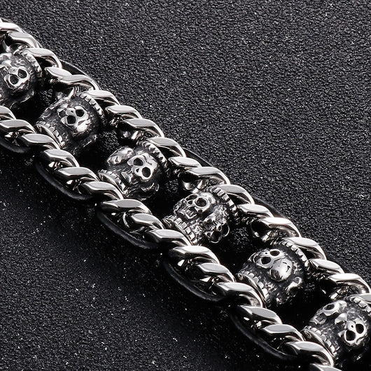 Pulsera de Acero Inoxidable Calavera Retro para Halloween - Image 15