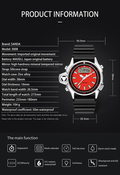 Reloj Deportivo Multifuncional Resistente al Agua con Esfera Grande - Image 16