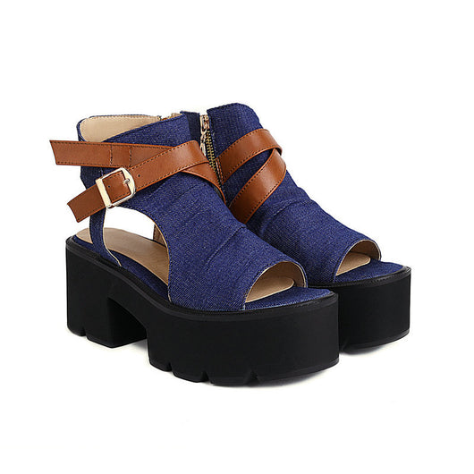 Sandalias de Denim para Mujer con Tira de Anillo y Punta Abierta - Image 4