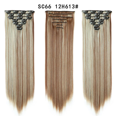 Set de Extensiones de Cabello con 16 Clips - Peluca de Fibra Sintética Premium - Image 55
