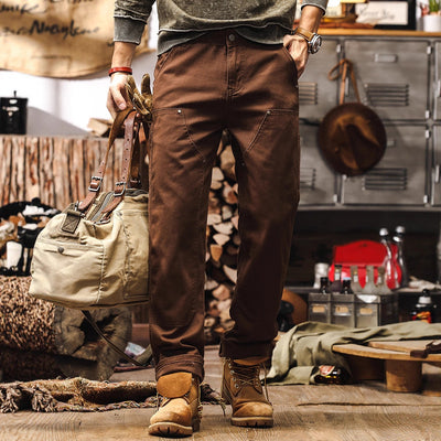 Pantalón Denim Recto Café Clásico para Uso Diario - Image 3