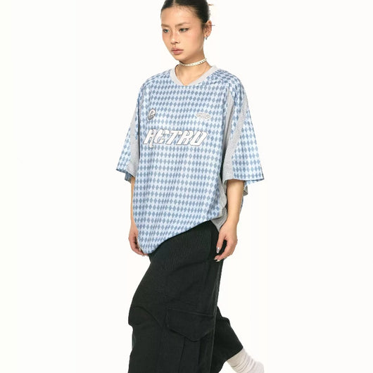 Playera Suelta Escote V Mujer Verano Rombos Casual Versátil - Image 10