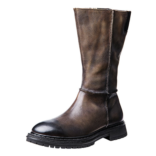Botas de Cuero Artesanales para Hombre con Suela Gruesa Vintage - Image 5