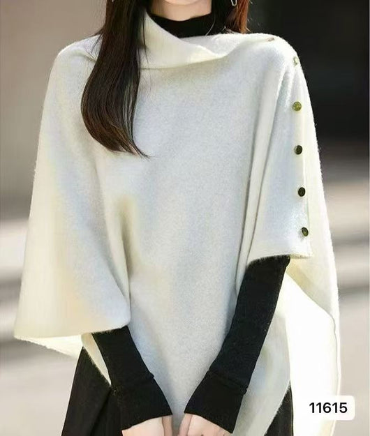 Poncho Capa Tejida Suelta para Mujer - Diseño Liso y Versátil - Image 7