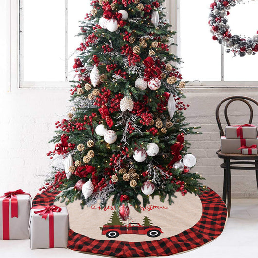 Falda para Árbol de Navidad de Lino 120CM - Decoración Navideña Premium