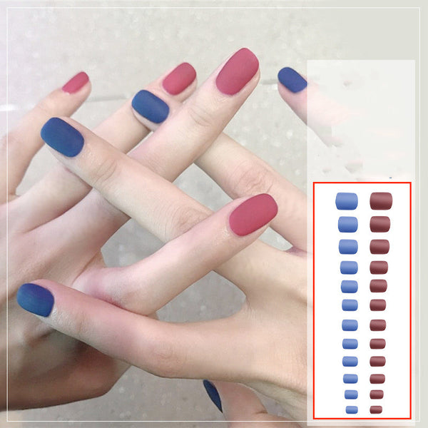 Uñas Decoradas Azul y Rojo con Piezas Removibles - Image 3
