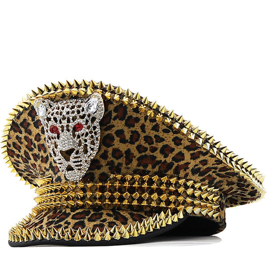 Gorra de Leopardo con Remaches Punk Hip Hop Estilo Urbano - Image 2