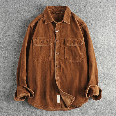 Camisa de Pana Retro de Algodón con Manga Larga para Hombre - Image 24