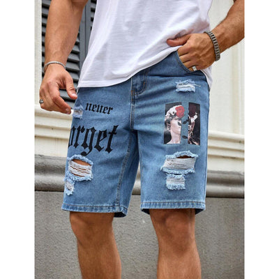 Shorts Estilo Vaquero con Estampado de Letras para Hombre - Image 12