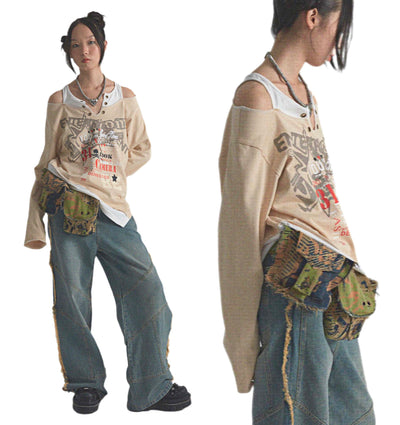 Blusa Vintage Efecto Capas con Estampado y Mangas Largas - Image 13