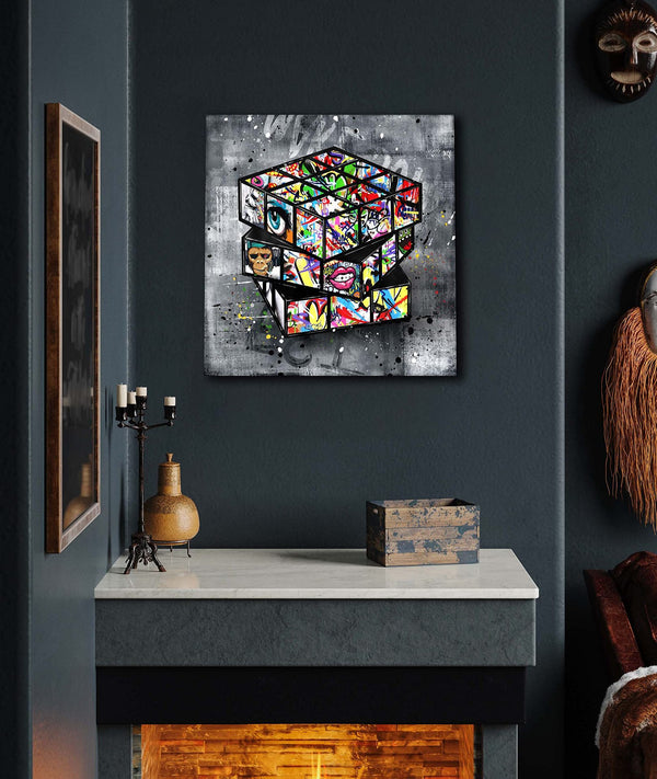 Cuadro de Lona Cubo Rubik Banksy - Arte Urbano Moderno