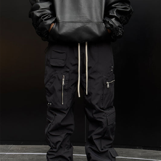 Pantalones Rectos Holgados Negros para Hombre