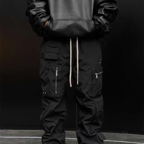 Pantalones Rectos Holgados Negros para Hombre