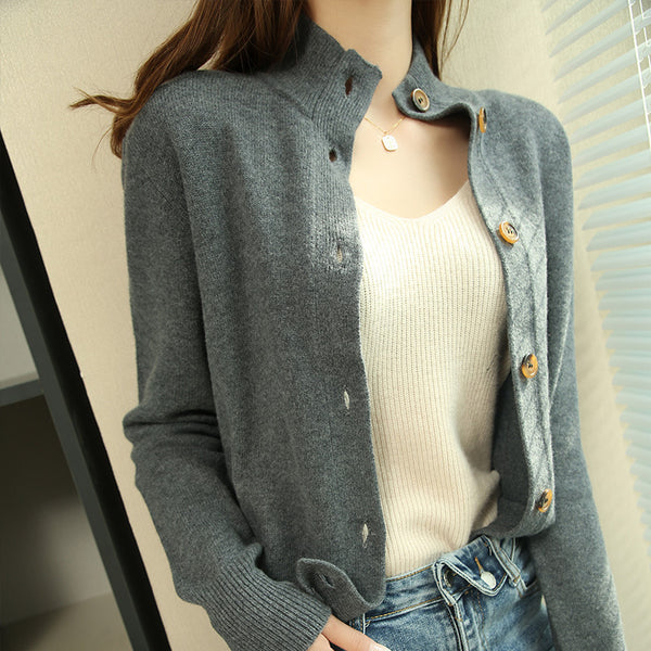 Abrigo Coreano Oversized Cuello Alto Color Sólido - Image 5