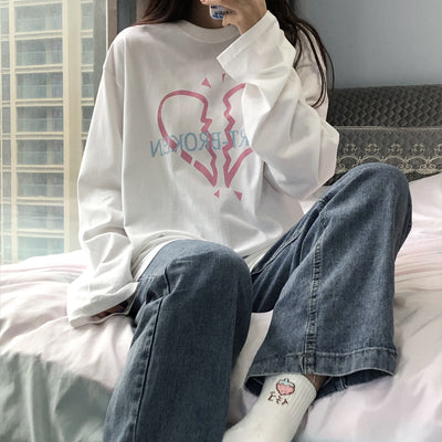 Playera Manga Larga Estampado Love Mujer Suelta - Image 6