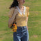 Blusa Cuadrille con Mangas Abullonadas - Estilo Retro Vintage