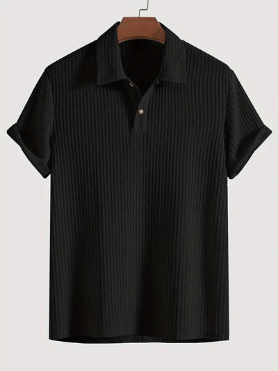 Camisa Casual de Punto Rombo con Solapa - Corte Holgado Manga Corta Hombre - Image 28
