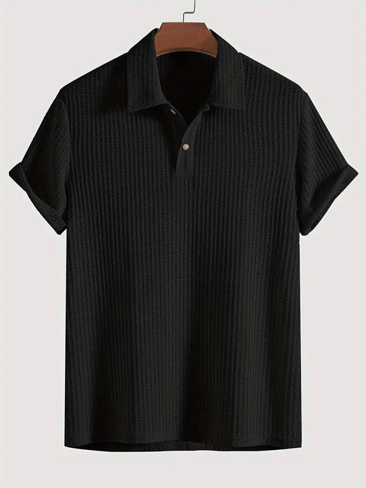 Camisa Casual de Punto Rombo con Solapa - Corte Holgado Manga Corta Hombre - Image 28