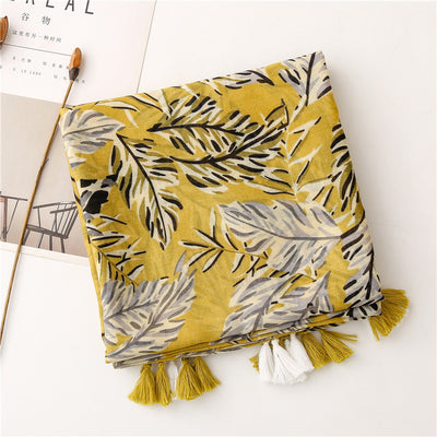 Pañuelo de Seda Estampado con Hojas de Plátano y Jengibre Japonés - Image 9