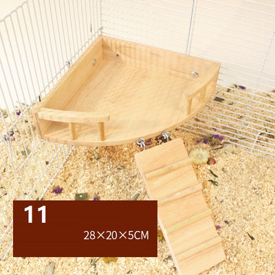 Plataforma de Madera Natural con Columpio y Cerca para Hámster - Image 12