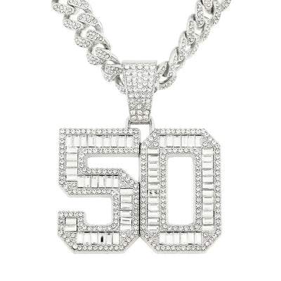 Collar Colgante Número 50 con Diamantes Completos para Hombre - Image 15