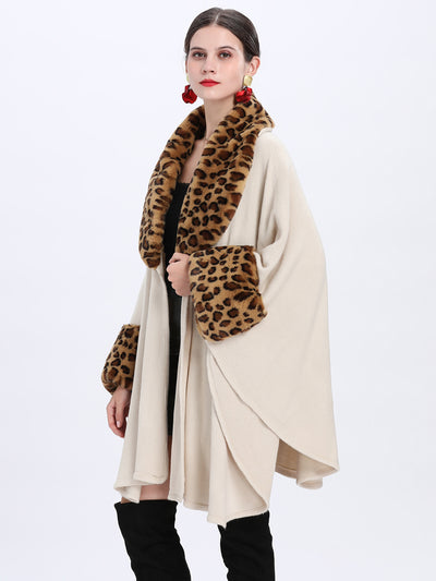 Capa Suelta Elegante con Cuello de Piel de Zorro para Mujer Talla Grande - Image 8