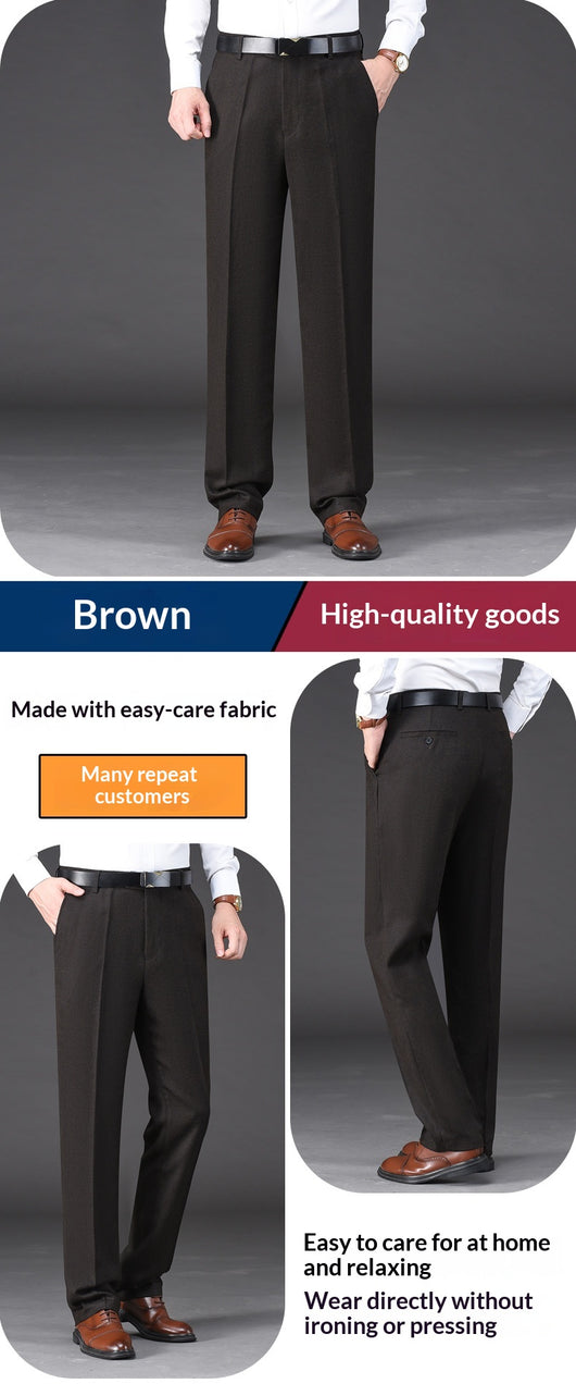 Pantalones de Vestir Clásicos Hombre Talle Alto Pierna Recta sin Arrugas - Image 14