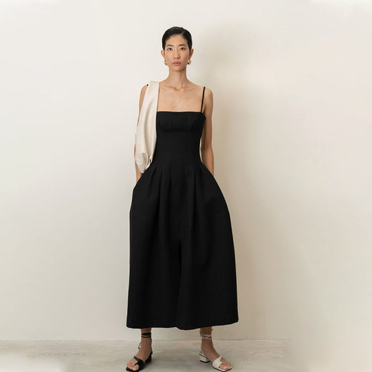Vestido Negro con Tirantes Ajustables Estilo Temperamento - Image 5