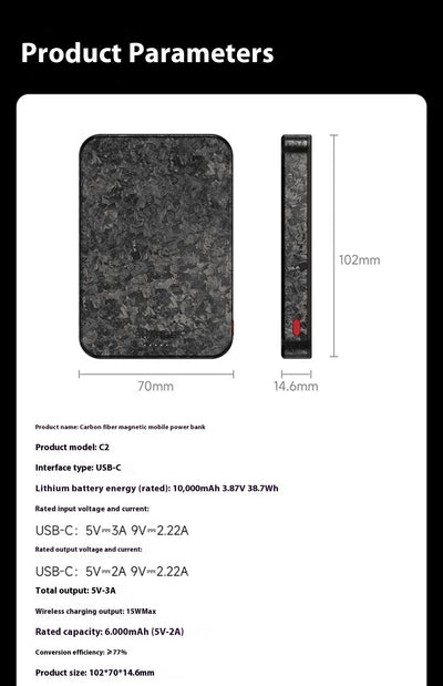 Batería Portátil 15W Magnética Inalámbrica Carbon Fiber MagSafe - Image 22