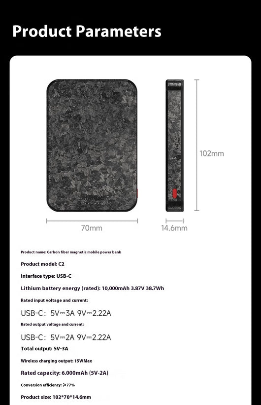 Batería Portátil 15W Magnética Inalámbrica Carbon Fiber MagSafe - Image 22