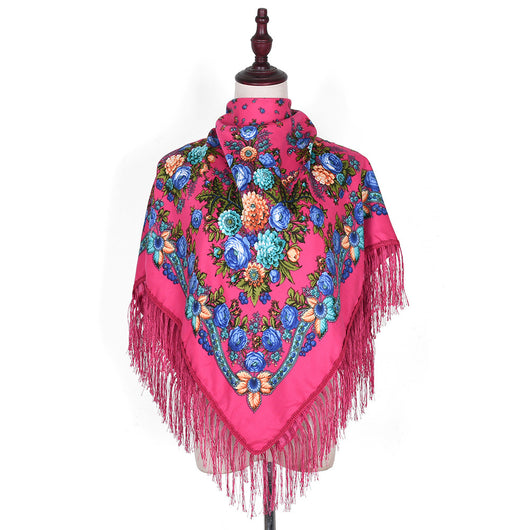 Pashmina Étnica con Flores Bordadas y Borlas - Image 14